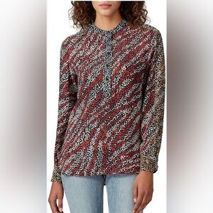 Rag & Bone 100% Silk Long Sleeve Patterned Colette Blouse Medium